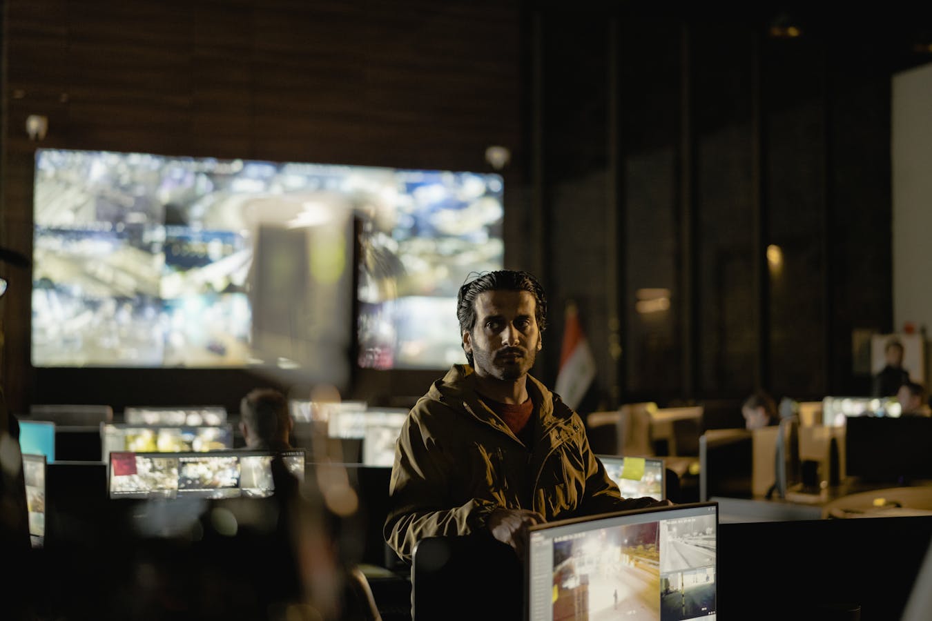 Security control room monitoring feeds